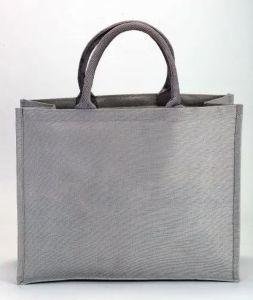 Grey Short Handle Jute Shopping Bag