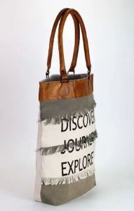 Leather Handle Promotional Shopping Bag