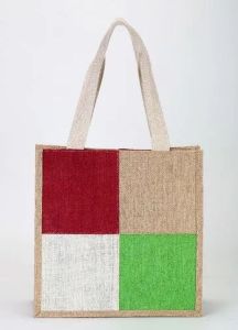 Multicolor Block Jute Shopping Bag