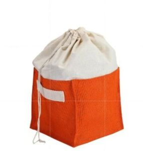 Orange Jute Storage Bag