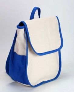 White Blue Canvas Backpack