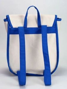 White Blue Canvas Backpack