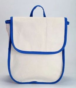 White Blue Canvas Backpack