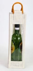 White Single Bottle Jute Bag
