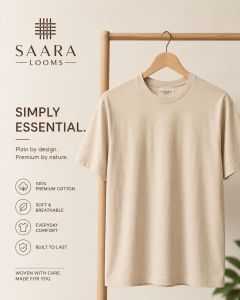 Mens Beige Regular Round Neck T-Shirt