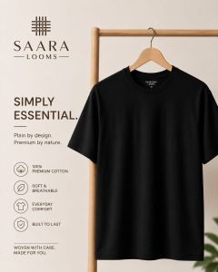Mens Black Regular Round Neck T-Shirt