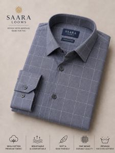 Mens Grey Checked Shirt