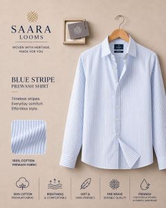 Mens Light Blue Striped Shirt