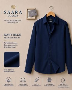 Mens Plain Navy Blue Shirt