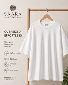 Mens White Oversized Round Neck T-Shirt