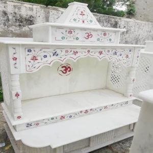 Traditional Polished White Marble Temple