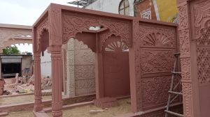 10 X 8 Feet Red Sandstone Temple