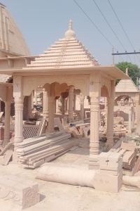 4x4 Feet Pink Stone Chhatri Temple