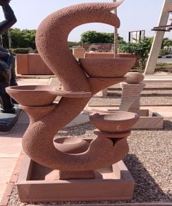 Outdoor Red Sand Stone Water Fountain