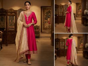 Party Wear Vichithra Silk Frock Suit Set