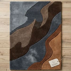 Abstract Wave Hand Tufted Wool Living Room Rug