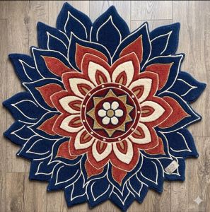 Floral Mandala Hand Tufted Wool Area Rug