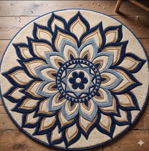 Round Mandala Hand Tufted Wool Area Rug