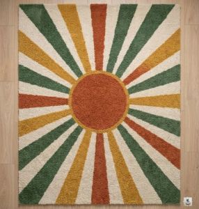 Sunburst Hand Tufted Wool Living Room Rug