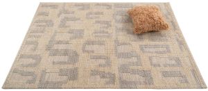 Beige Grey Hand Woven Wool Rugs