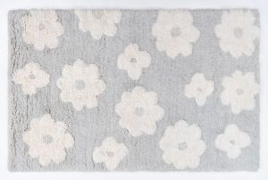 Floral Pattern Vintage Grey Handmade Shaggy Rugs