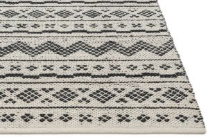 Ivory Black Jute Wool Rug