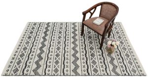 Ivory Black Jute Wool Rug