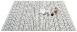 Ivory Blue Jute Wool Rug