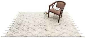 Ivory Dark Brown Hand Knotted Rugs