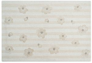 Ivory Floral Loop Pile Hand Tufted Rugs