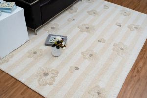 Ivory Floral Loop Pile Hand Tufted Rugs