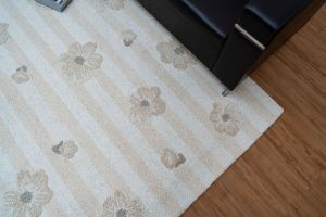 Ivory Floral Loop Pile Hand Tufted Rugs
