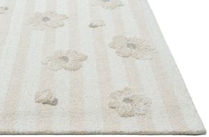 Ivory Floral Loop Pile Hand Tufted Rugs