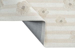 Ivory Floral Loop Pile Hand Tufted Rugs