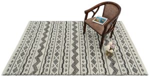 Ivory Green Jute Wool Rug