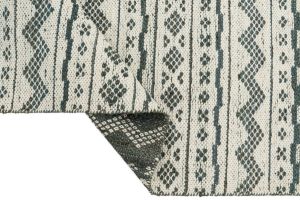 Ivory Teal Jute Wool Rug