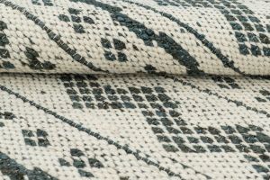 Ivory Teal Jute Wool Rug