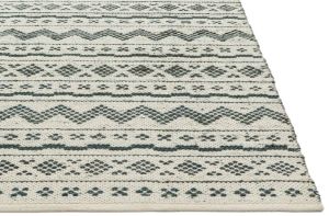 Ivory Teal Jute Wool Rug