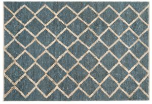 Natural Jute Blue Trellis Rugs