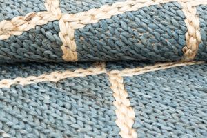 Natural Jute Blue Trellis Rugs
