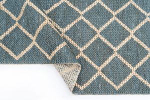 Natural Jute Blue Trellis Rugs
