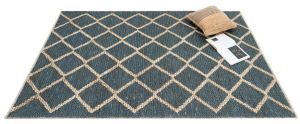 Natural Jute Blue Trellis Rugs