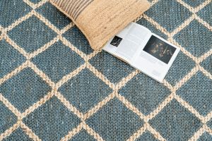 Natural Jute Blue Trellis Rugs