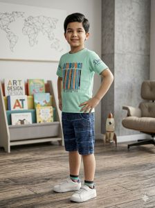 Boys Green T-Shirt &AMP; Short Set
