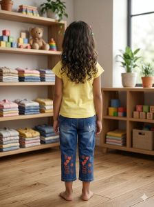 Girls Yellow Top & Jeans Set