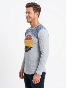 Mens Grey Full Sleeve Round Neck T-Shirts