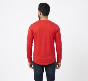 Mens Red Full Sleeve Round Neck T-Shirts