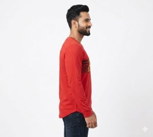 Mens Red Full Sleeve Round Neck T-Shirts
