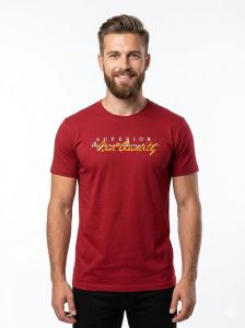 Mens Red Half Sleeve Round Neck T-Shirts