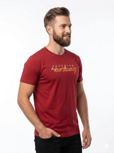 Mens Red Half Sleeve Round Neck T-Shirts
